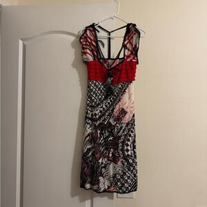 Save The Queen Red and Black Midi Dress